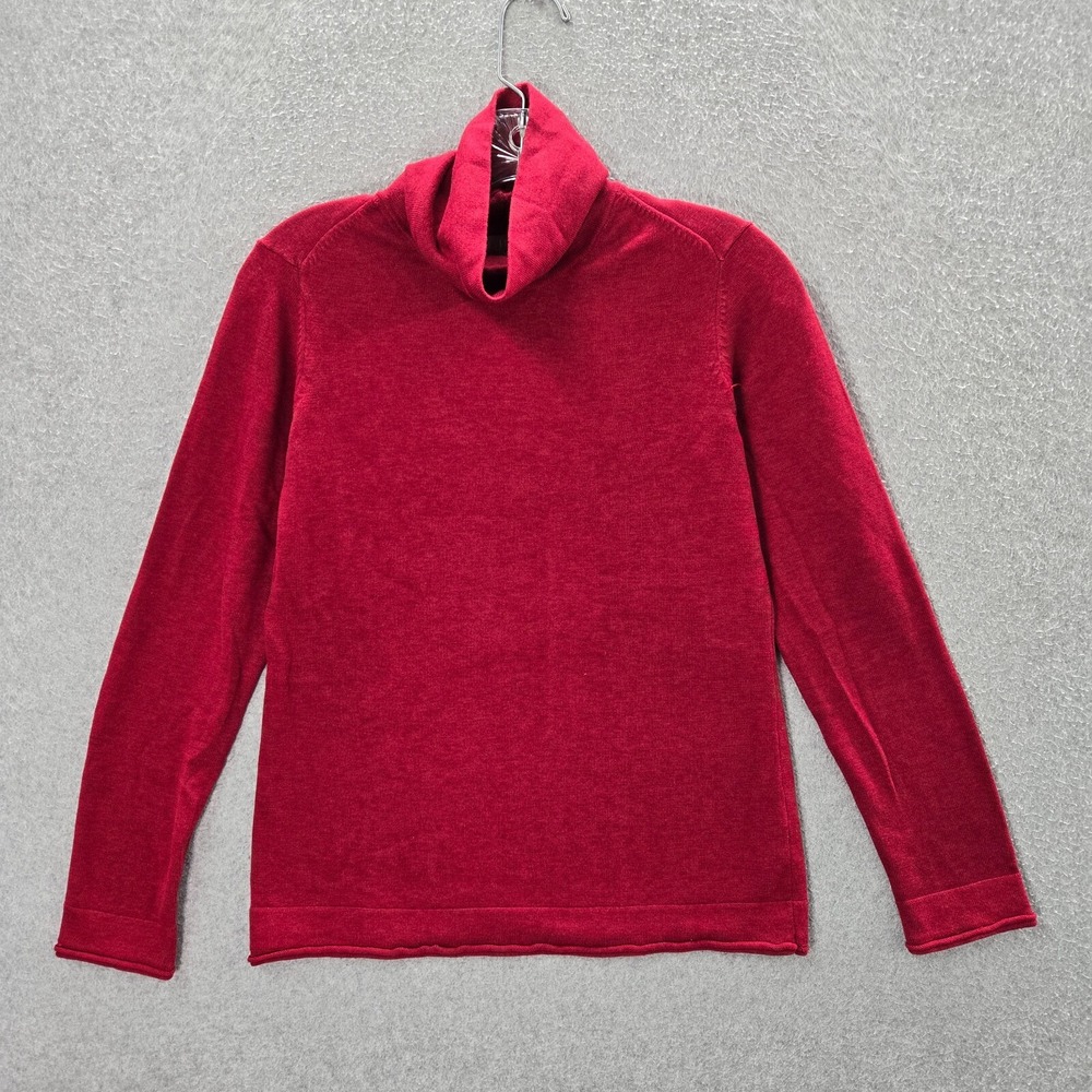 J Jill Women Sweater PXS Red Lightweight Long Sleeve Turtleneck